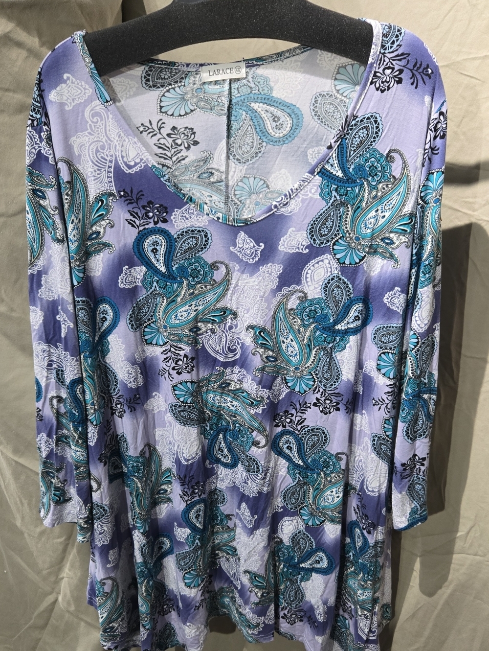 LARACE Purple & Teal Paisley V-Neck Tunic
